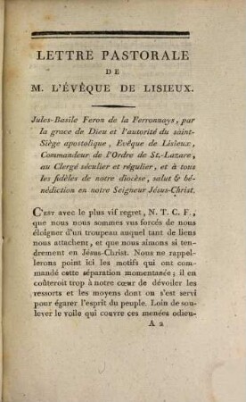 Lettre pastorale de M. l'èvêque de Lisieux