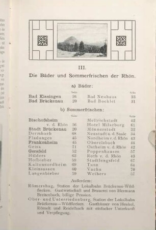 III. Die Bäder und Sommerfrischen der Rhön.
