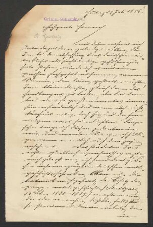 Brief an Jacob Grimm und Wilhelm Grimm : 27.07.1856