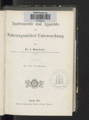 Instrumente und Apparate zur Nahrungsmittel-Untersuchung