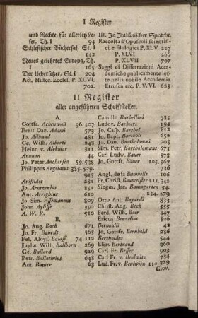 II. Register aller angeführten Schriftsteller.