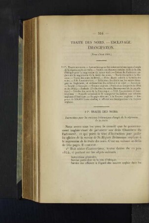 Traite des noirs. - Esclavage. - Emancipation.