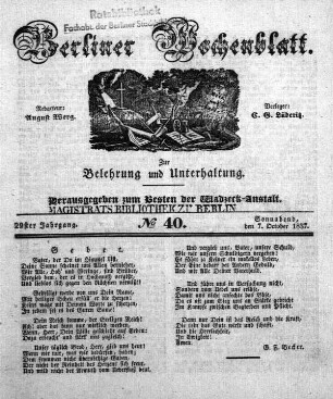 No. 40, Sonnabend, den 7. October 1837.