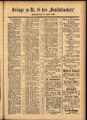 Zweite Ausgabe vom Sonntag, den 18. April 1897.