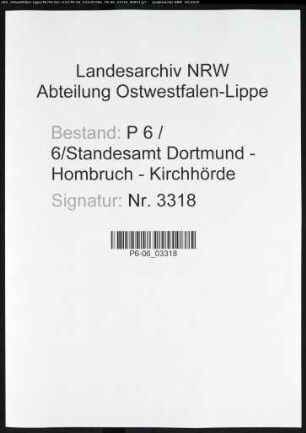 Sterberegister Standesamt Dortmund-Hombruch-Kirchhörde (XXII)
