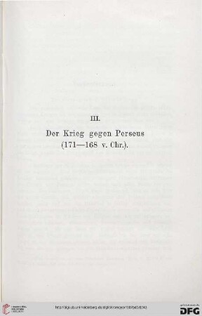 III: Der Krieg gegen Perseus (171-168 v. Chr.)