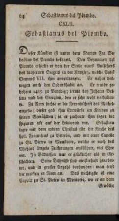 CXLII. Sebastianus del Piombo