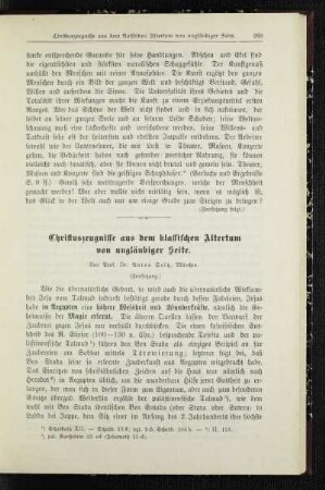 Christuszeugnisse aus dem klassischen Altertum von ungläubiger Seite : (Fortsetzung)