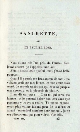 Sanchette, ou le laurier-rose