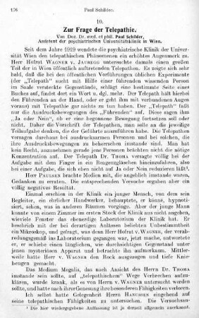 176-177, Zur Frage der Telepathie