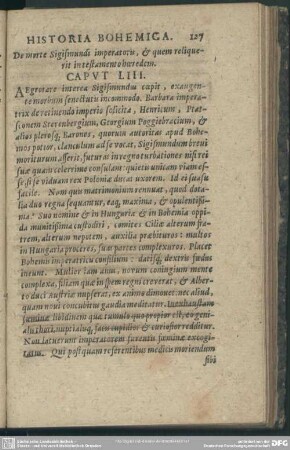 Caput LIII. De morte Sigismundi imperatoris, & quem reliquerit in testamento haeredem