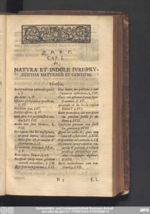 Cap. I. de Natura Et Indole Iurisprudentiae Naturalis Et Gentium.