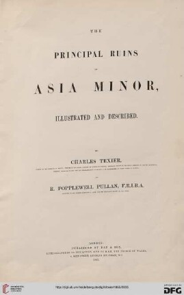 The principal ruins of Asia Minor