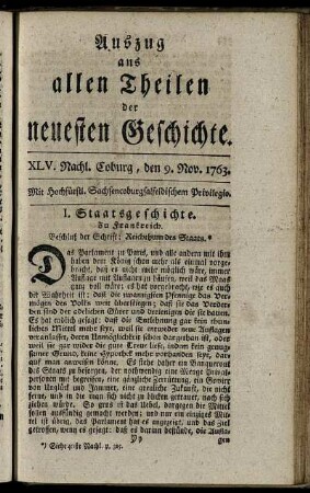 XLV. Nachl. Coburg, den 9. Nov. 1763.