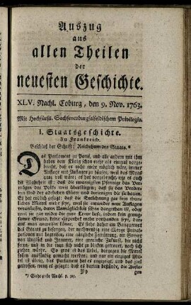 XLV. Nachl. Coburg, den 9. Nov. 1763.
