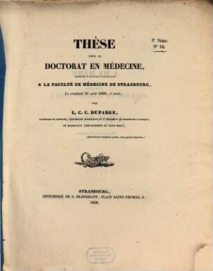 Thèse pour le Doctorat en médecine