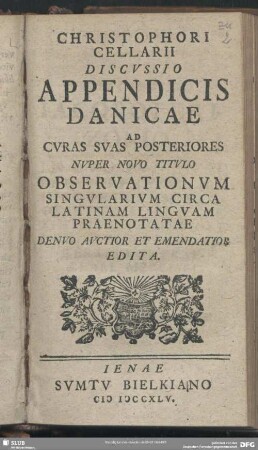 Discussio Appendicis Danicae Ad Curas Suas Posteriores Nuper Novo Titulo Observationum Singularium Circa Latinam Linguam Praenotatae