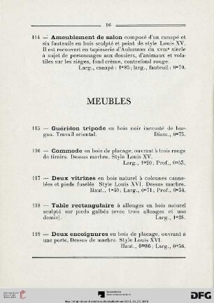 Meubles (Nr. 115-131)