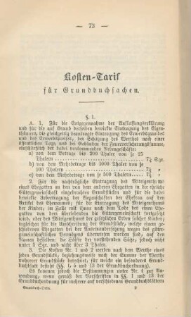 Kosten-Tarif für Grundbuchsachen