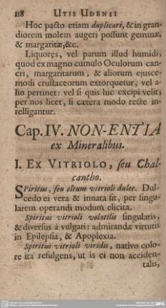 Cap. IV. NON-ENTIA ex Mineralibus.