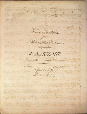 Trois quatuors pour deux violons, alto & violoncelle : oeuvre 68me ; suite de l'oeuvre 65me