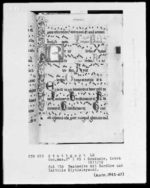 Graduale (Benediktinerhandschrift) — Rankenbordüre mit kniendem Joculator, Folio 138verso