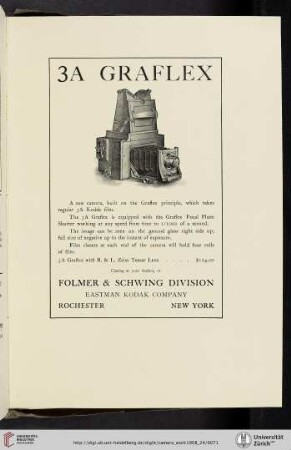 Folmer & Schwing Division, Eastman Kodak Company [3A Graflex Camera]