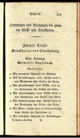 Zweyte Classe. Krankheiten von Empfindung.