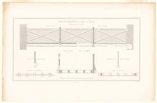 Gefängnis, Halle/Saale: Bl. 51: Brücken: Längsansicht, Querschnitt, Details (aus: Bauausführungen des preußischen Staats, Bd. 2)
