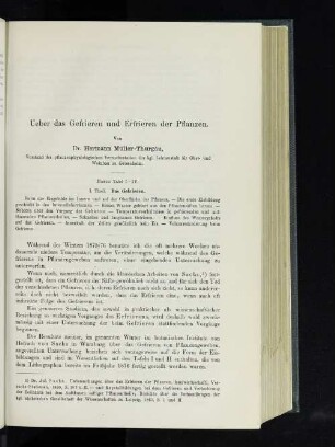 Ueber das Gefrieren und Erfrieren der Pflanzen