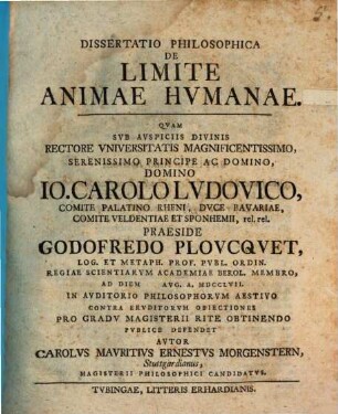 Diss. philos. de limite animae humanae