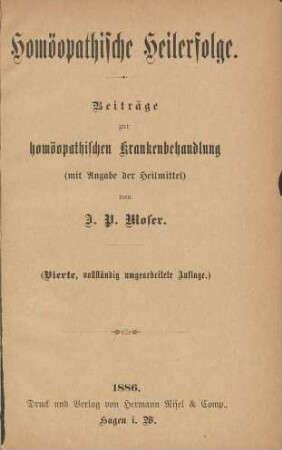 Homöopathische Heilerfolge : Beiträge von homöopathischen Krankenbehandlung (mit Angabe der Heilmittel)