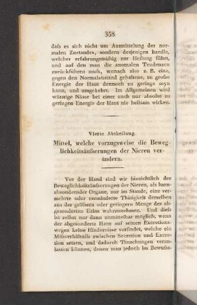 Vierte Abtheilung. Mittel, welche vorzugsweise die Beweglichkeitsäusserungen der Nieren verändern.