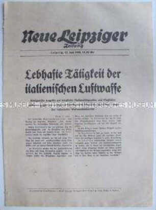 Extrablatt der "Neuen Leipziger Zeitung" mit Auszügen aus dem italienischen Wehrmachtsbericht