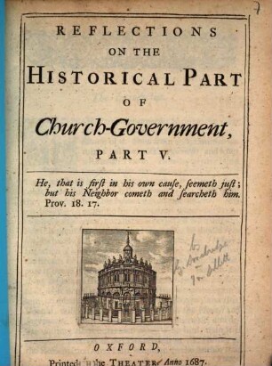 Reflections On The Historical Part Of Church-Government Part V.