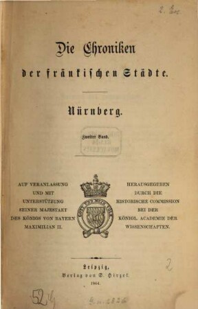 Die Chroniken der fränkischen Städte. 2, Nürnberg