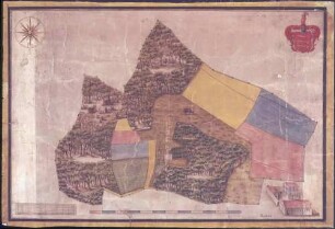 Karte des früher den Freiherren von Speth zugehörigen, seit 1827 Fürstl[ich] Hohenzollerischen Kameralhofes Lusthof bei Kettenacker