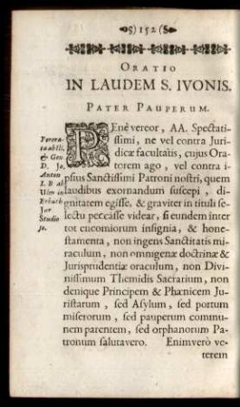Oratio In Laudem S. Ivonis.