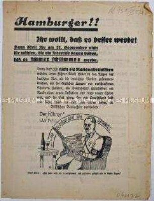 Aufruf der Deutschen Staatspartei zu den Bürgerschaftswahlen in Hamburg 1931