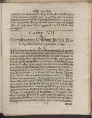 Caput VII. De Cautelis circa Officium Judicis Nobile, quod exercetur proprio motu.