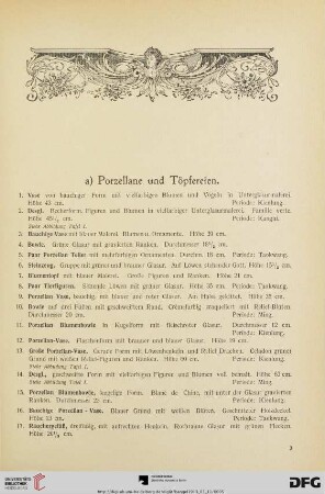 a) Porzellane und Töpfereien (Nr. 1-130)
