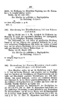 Verwendung der Vacanz-Revenüen eines combinirten Kirchen- und Schulamts : [V. Elementarschulwesen]