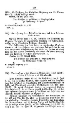 Verwendung der Vacanz-Revenüen eines combinirten Kirchen- und Schulamts : [V. Elementarschulwesen]