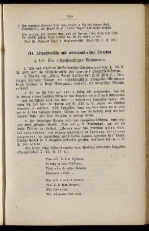 III. Althochdeutsche und mittelhochdeutsche Strophen.