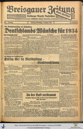86. Jg. (Januar bis Juni): Breisgauer Zeitung