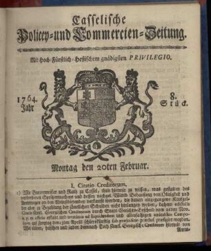 8. Stueck, Montag den 20ten Februar 1764