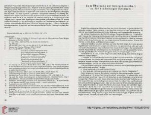 Zum Übergang der Königsherrschaft an die Liudolfinger (Ottonen)