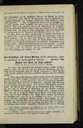 Hat Tertullian mit seinen Worten in De pudicitia: "Ego et moechiae et fornicationis delicta ... dimitto" den Bischof von Rom im Auge gehabt? : Studie