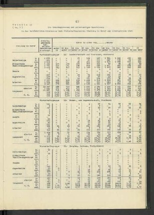 Tabelle 10: Die Erwerbspersonen und selbstständigen Berufslosen in der betrieblichen Gliederung nach Wirtschaftsgruppen, Stellung im Beruf und Altersgruppen 1946