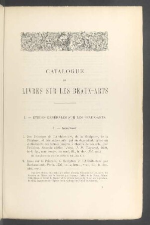 I. — Études générales sur les beaux-arts